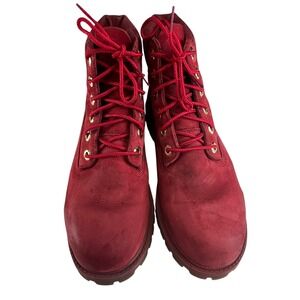 Timberland Boys 6 Inch Premium Waterproof Red Nubuck Boots A1KRD Size 5